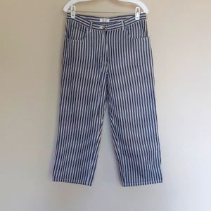 Christopher & Banks High Waisted Wide Leg Striped 3/4 Pants